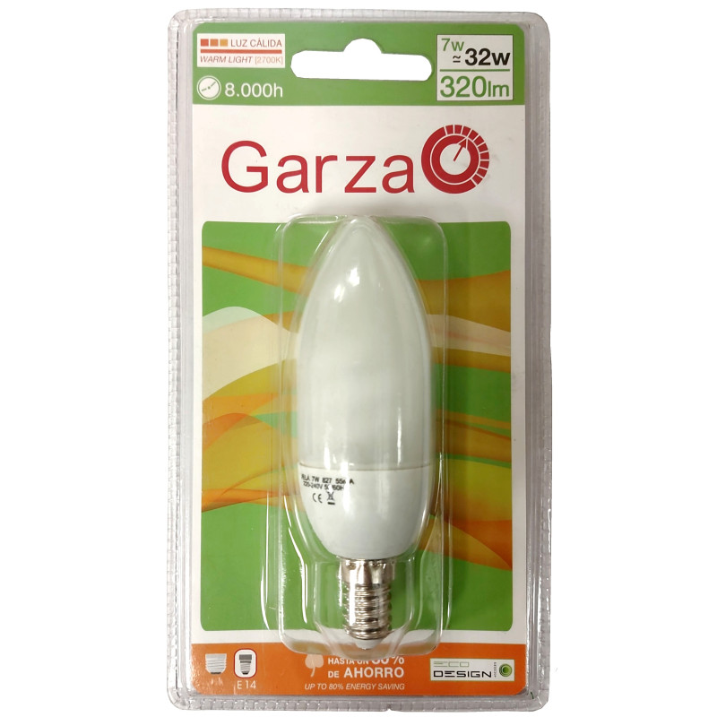 LAMPARA VELA ECO T2 7W E14 320LM 2700K