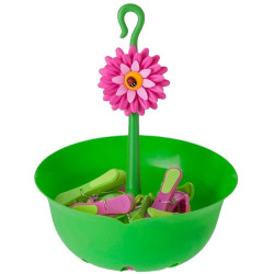 CESTA 12 PINZAS ROPA FLOWER POWER
