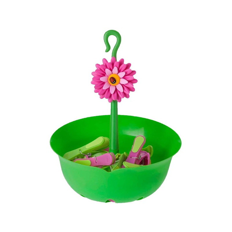 CESTA 12 PINZAS ROPA FLOWER POWER