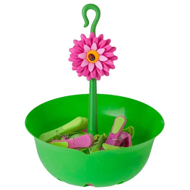 CESTA 12 PINZAS ROPA FLOWER POWER