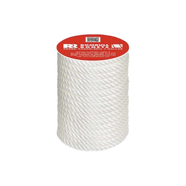 CARRETE CUERDA CABLEADA PP 4C 8MM/25MTS BLA.
