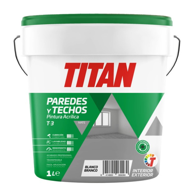 PINTURA ACRIL. MATE T-3 BLANCO 1LTS