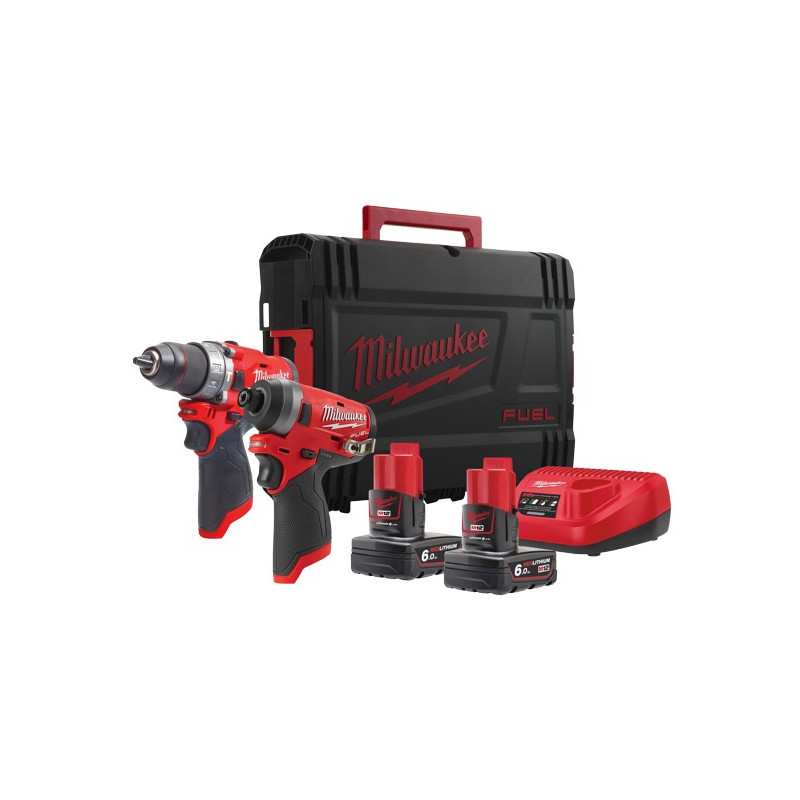 KIT TALADROS PERCUTOR + IMPACTO MILWAUKEE M12FPP2A-602X
