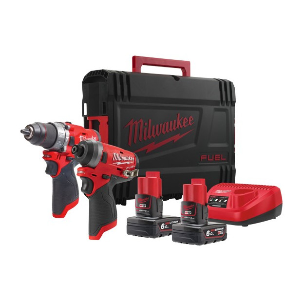 KIT TALADROS PERCUTOR + IMPACTO MILWAUKEE M12FPP2A-602X