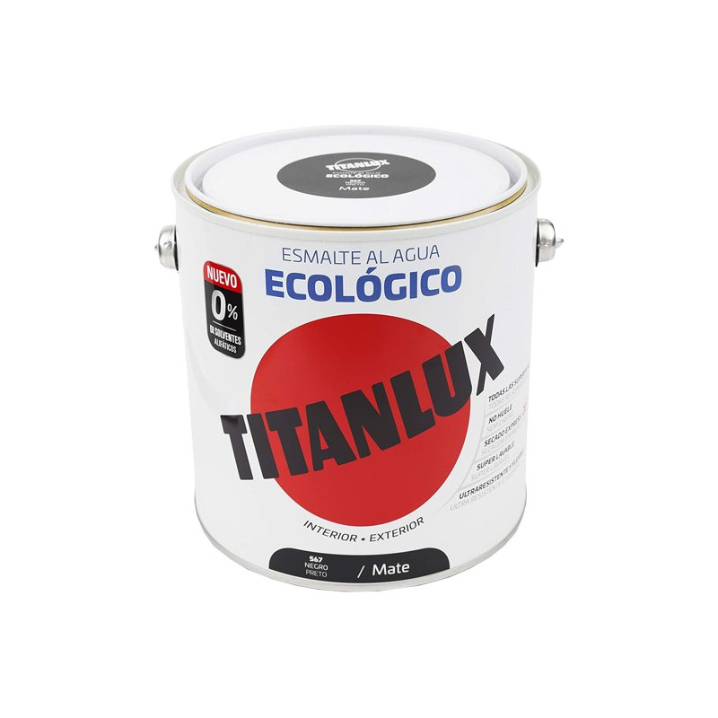TITANLUX ESMALTE AL AGUA MATE NEGRO 2,5LTS