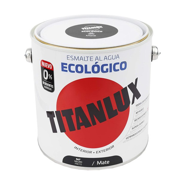 TITANLUX ESMALTE AL AGUA MATE NEGRO 2,5LTS