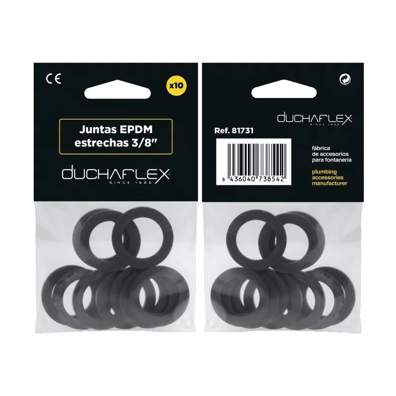 JUNTAS PLANAS ESTRECHAS EPDM 3/8" 15x10x2MM SKIN 10UDS.