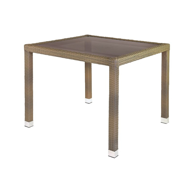 MESA JARDIN RATTAN CRISTAL TOPO 90x90x76CM