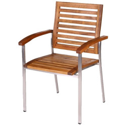 SILLA APILABLE NORAH MADERA/ACERO INOX 57,5x56,3x88CM