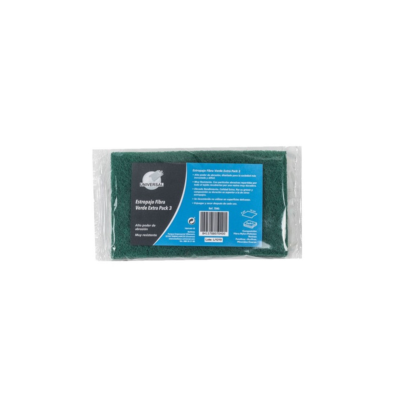 ESTROPAJO FIBRA VERDE PACK 3UN