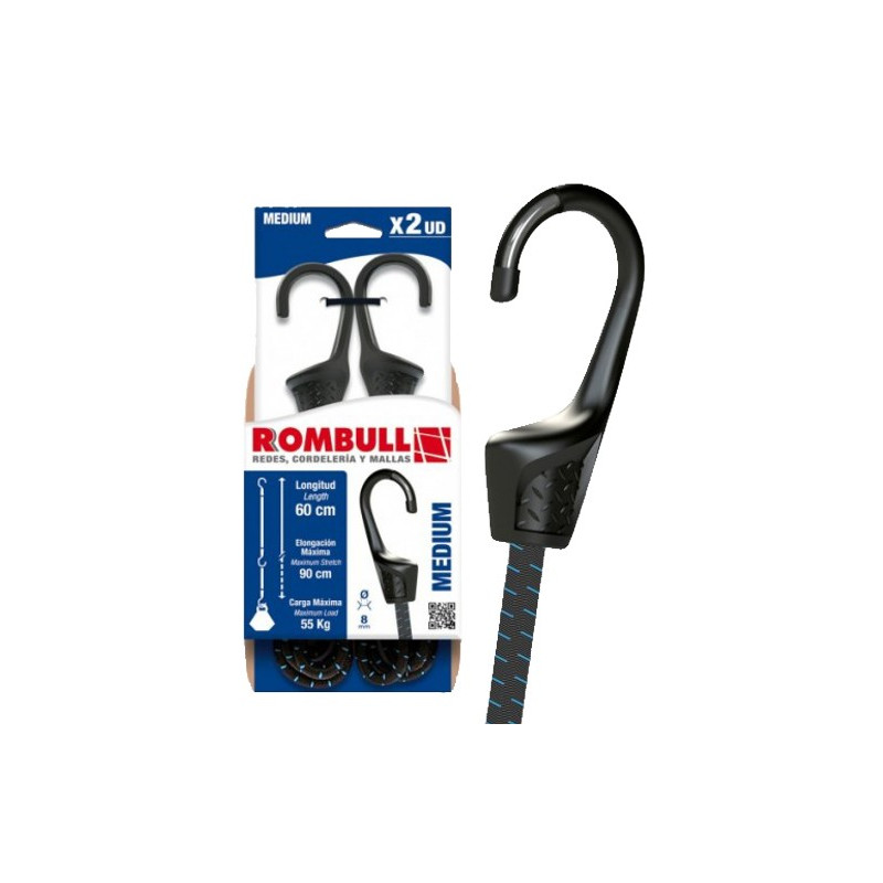 PULPO 8MM/100CMS NEGRO P-AZUL C/GANCHO 2UNID.