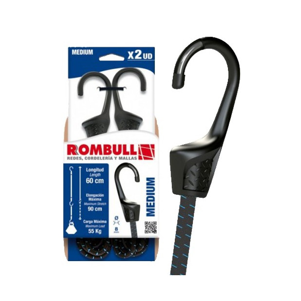 PULPO 8MM/100CMS NEGRO P-AZUL C/GANCHO 2UNID.