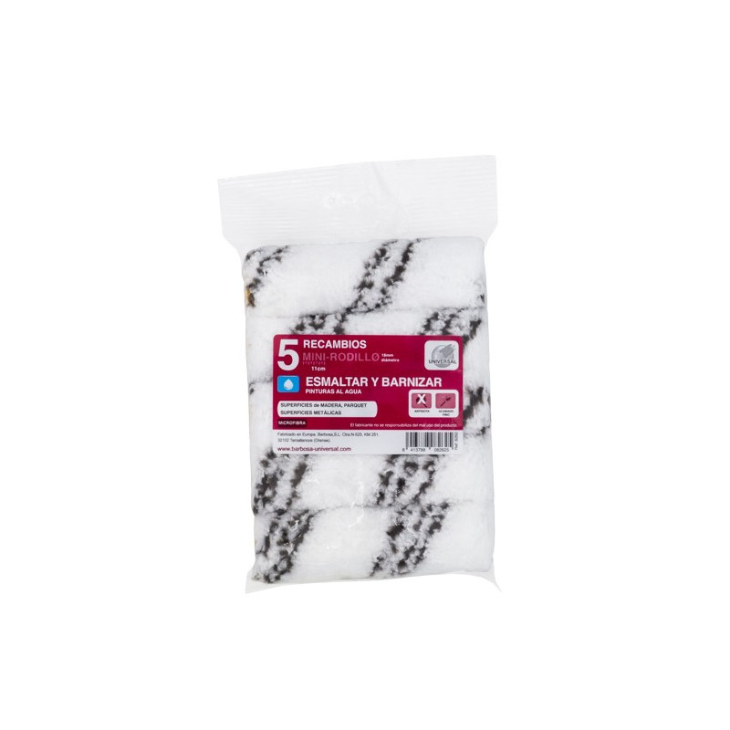PACK 5 MINI MICROFIBRA ESMALTAR-BARNIZAR 11CM