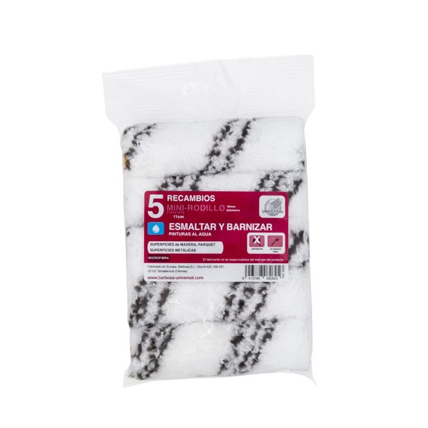 PACK 5 MINI MICROFIBRA ESMALTAR-BARNIZAR 11CM