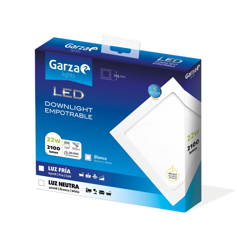 PANEL LED DOW.CUAD.225MM 22W 2100LM 65K