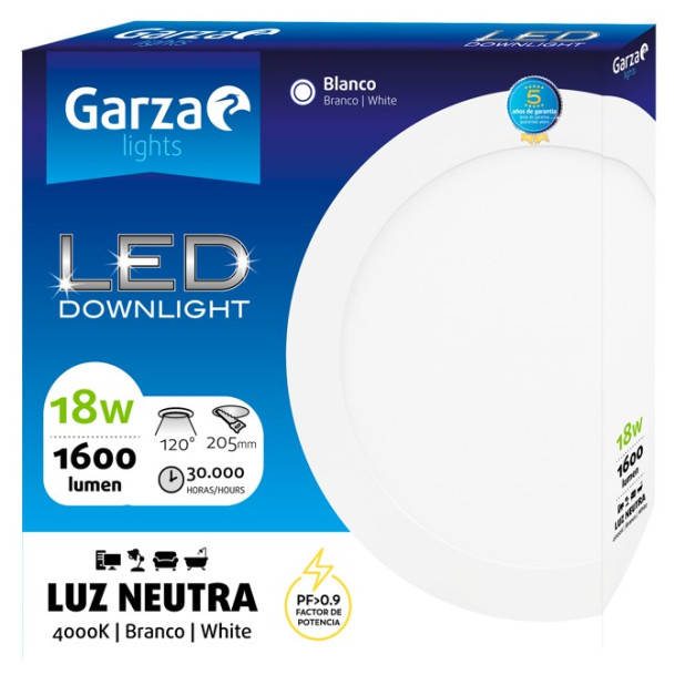 PANEL LED DOW.CIRC.225 18W 1600LM 40K