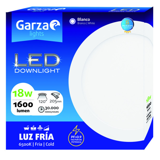PANEL LED DOW.CIRC.225 18W 1600LM 65K