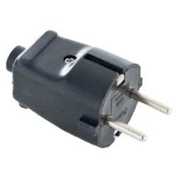 CLAVIJA BIPOLAR 2P+T 16A 250V IP20 4,8MM RECT.NEGRO