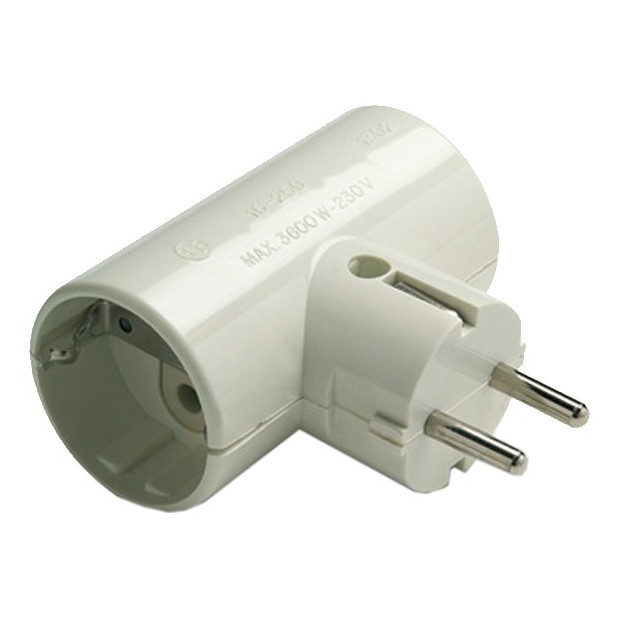 ADAPTADOR DOBLE 2P+T 16A 250V IP20 BLANCO