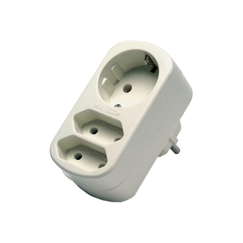 ADAPTADOR TRIPLE 2P+T 16A 250V IP20 BLANCO