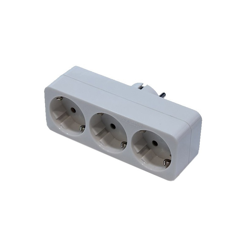 ADAPTADOR TRIPLE FRONTAL 2P+T 16A 250V IP20 BLANCO