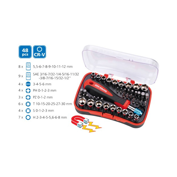 SET DESTORNILLADOR CON VASO 48PZAS.