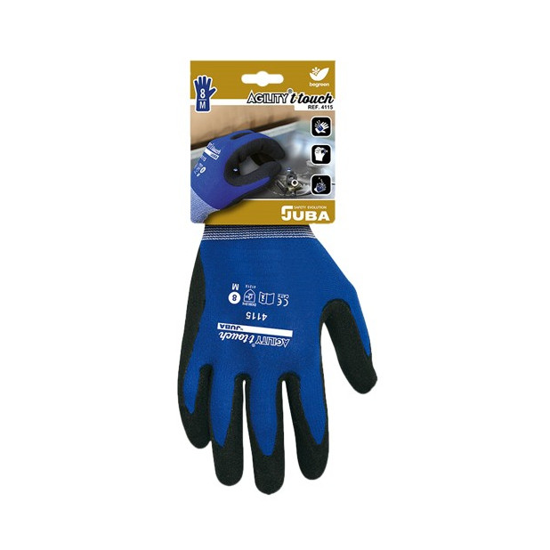 GUANTE AGILITY NYLON NITRILO AZUL/NEGRO T.8