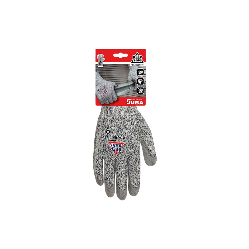 GUANTE POLY REC. PU NEGRO PALMA CORTE 3 T.8