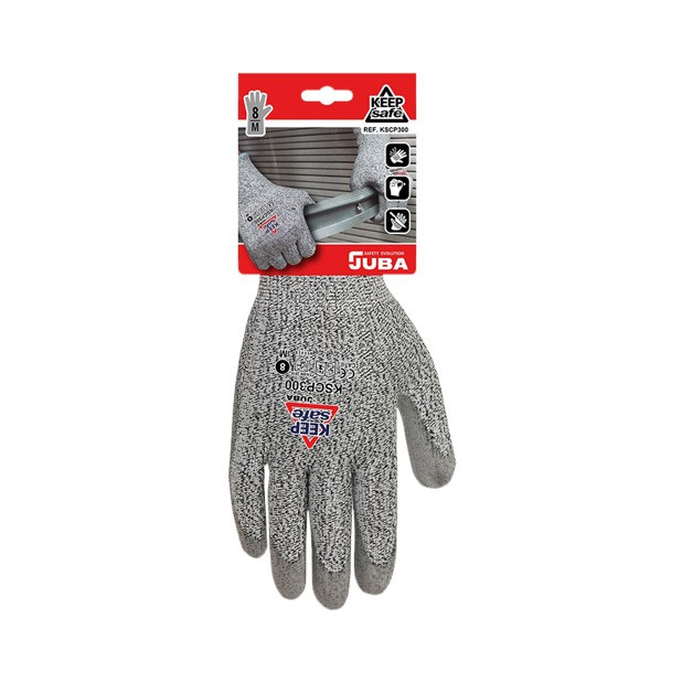 GUANTE POLY REC. PU NEGRO PALMA CORTE 3 T.8