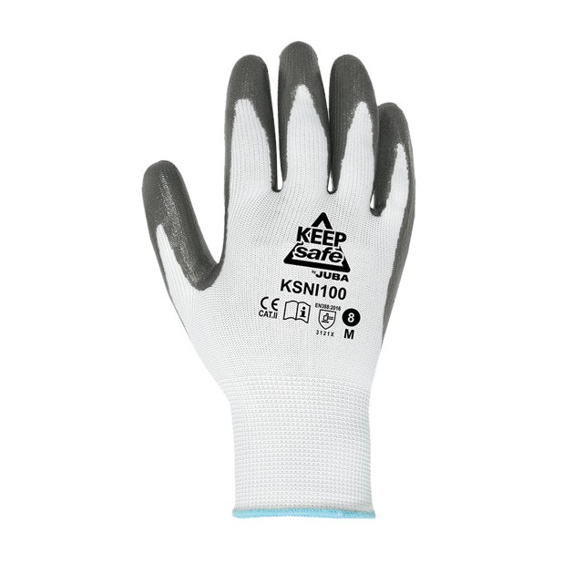GUANTE POLIESTER REC. ECO NITRILO GRIS T.9