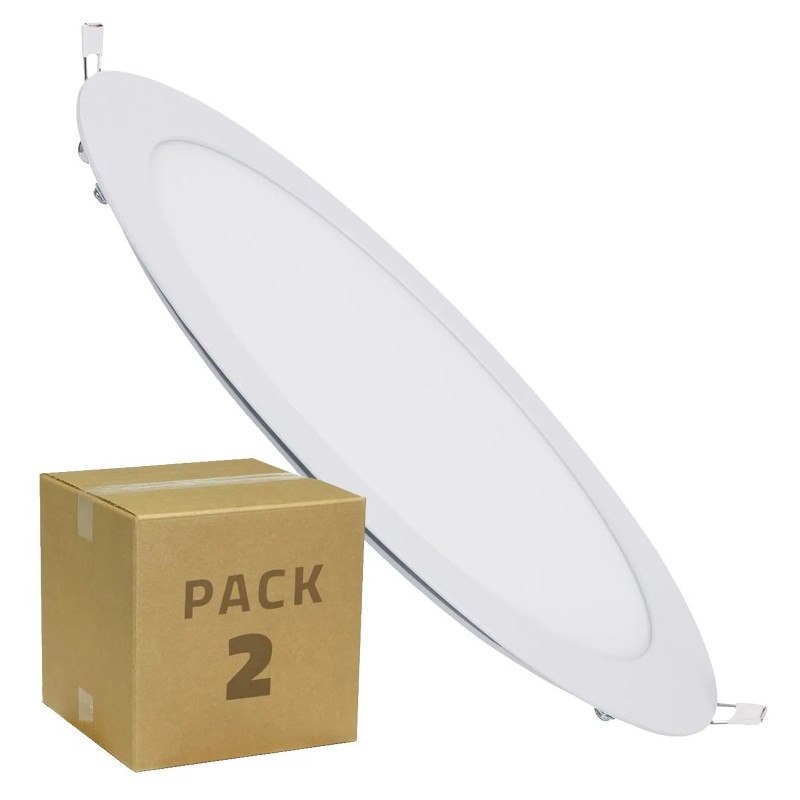 PLACA LED 18W CIRCULAR 205MM. BL NEUTRO ARO BLANCO (2 PACK