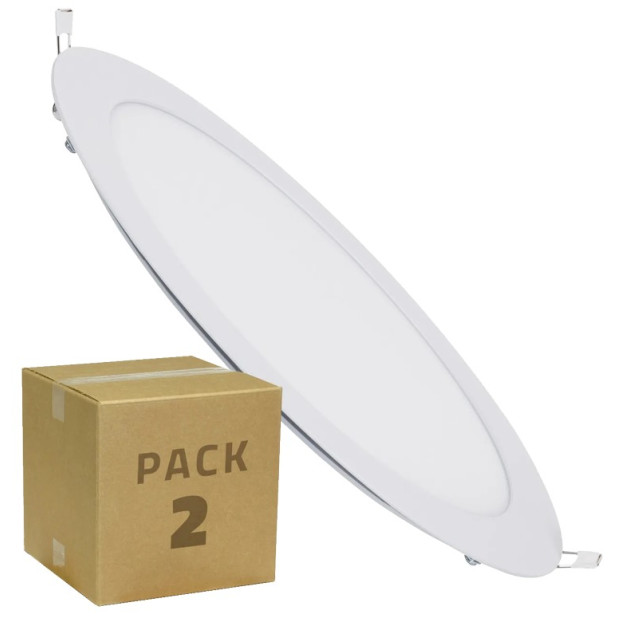 PLACA LED 18W CIRCULAR 205MM. BL NEUTRO ARO BLANCO (2 PACK