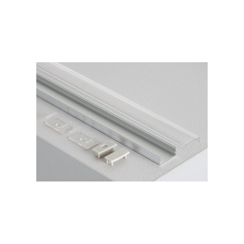 PERFIL ALUMINIO SUPERFICIE 1MTS DOBLE TIRA HASTA 20MM TRANSP