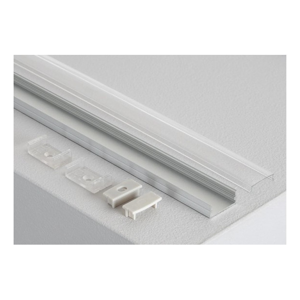 PERFIL ALUMINIO SUPERFICIE 1MTS DOBLE TIRA HASTA 20MM TRANSP