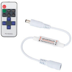 CONTROLADOR REGULADOR MINI TIRA LED 12/24V DC C/MANDO RF