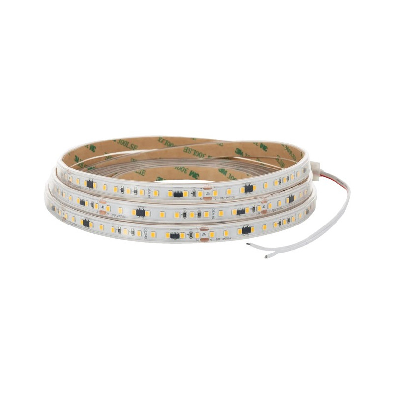TIRA LED 220V AC 120 LED/M IP65 BL CALIDO (POR MTS)
