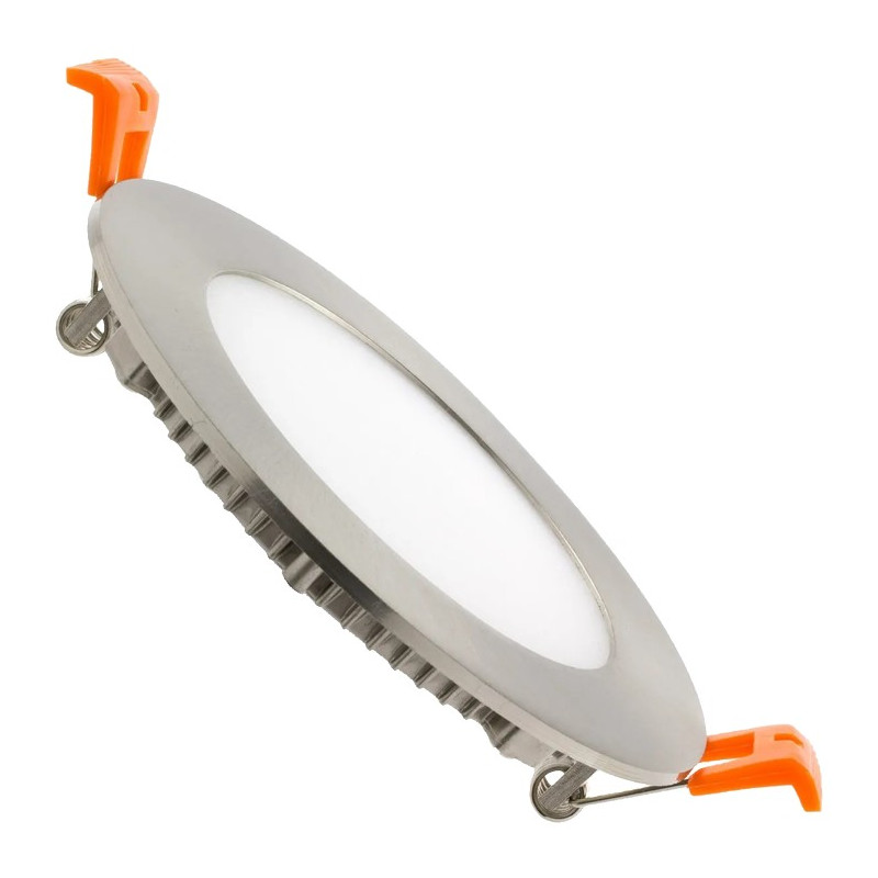 PLACA LED SUPERSLIM 6W CIRCULAR 110MM. BL FRIO ARO PLATA