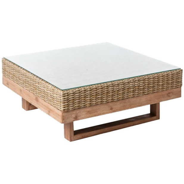 MESA CENTRO NATURAL PATSY RATTAN-MADERA 80x80x35CM