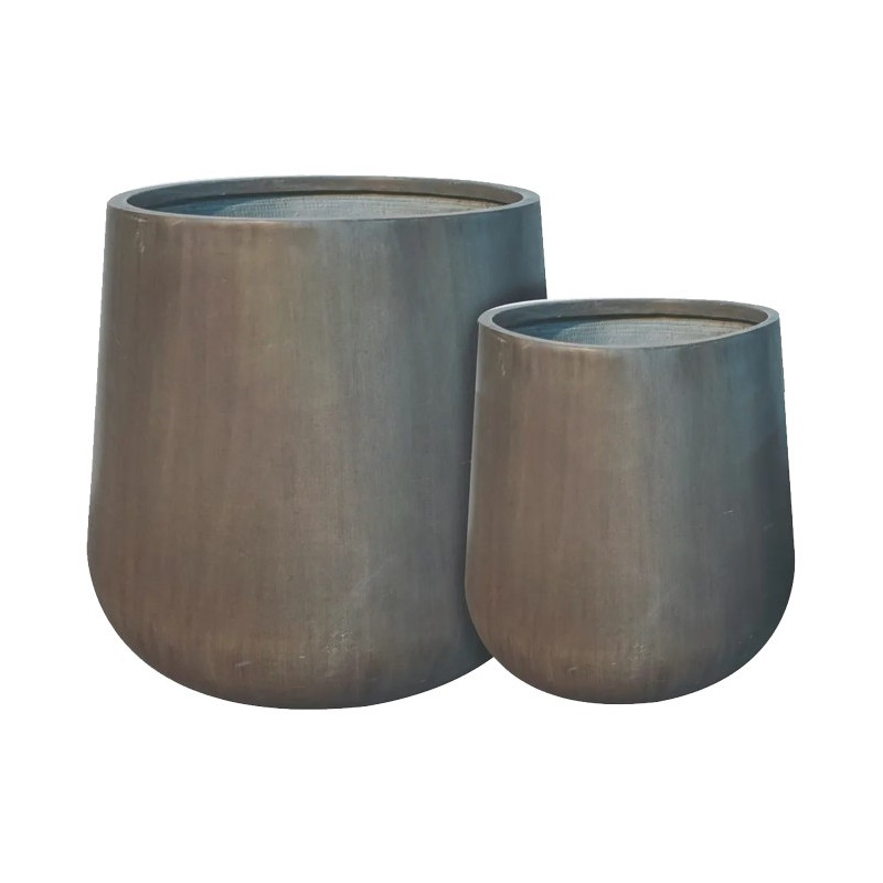 SET MACETEROS SAMOS FIBROCERAMICA MARRON 60/45cm