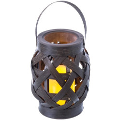 FAROL PORTA VELAS LED MARRON EXTERIOR 15x15x23CM
