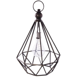 LAMPARA SOLAR COLGANTE DIAMANTE METAL 21x21x36CM