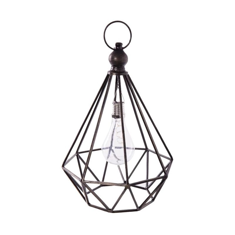 LAMPARA SOLAR COLGANTE DIAMANTE METAL 21x21x36CM