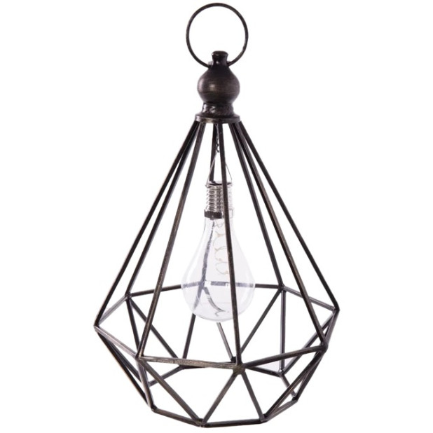 LAMPARA SOLAR COLGANTE DIAMANTE METAL 21x21x36CM