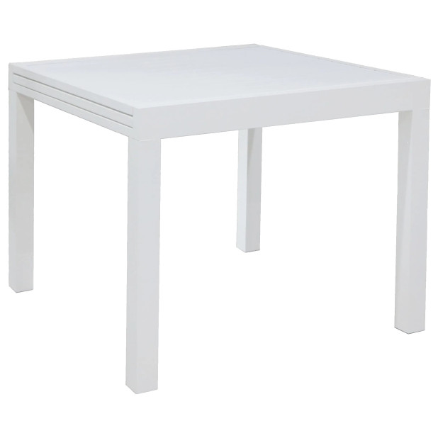 MESA EXTENSIBLE THAIS ALUMINIO BLANCO 90x90x74CM