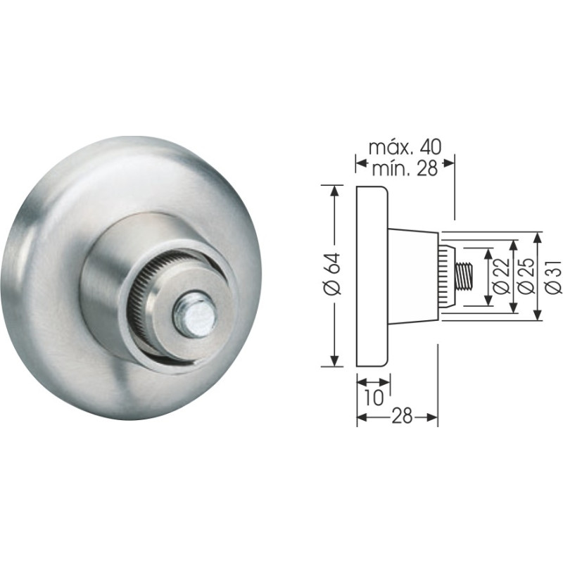 SOPORTE TUBO PARED INOX 589