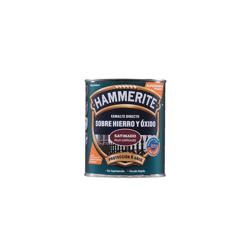 PINTURA HAMMERITE SATINADO  ROJO CARRUAJE 5L.