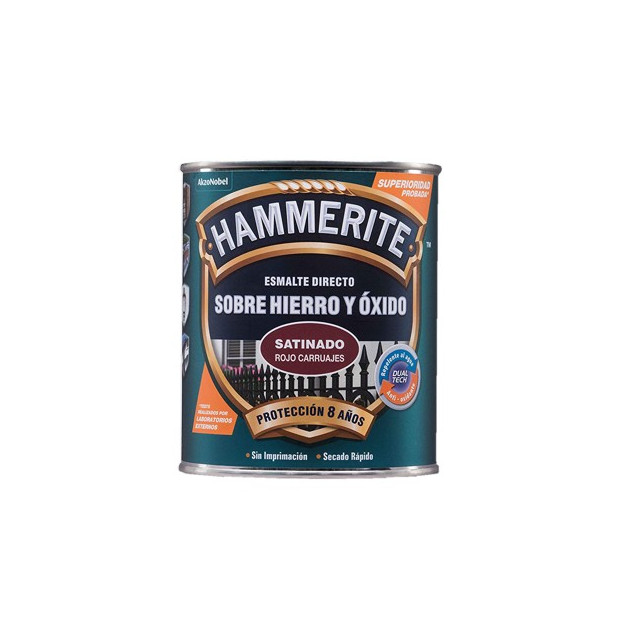 PINTURA HAMMERITE SATINADO  ROJO CARRUAJE 5L.