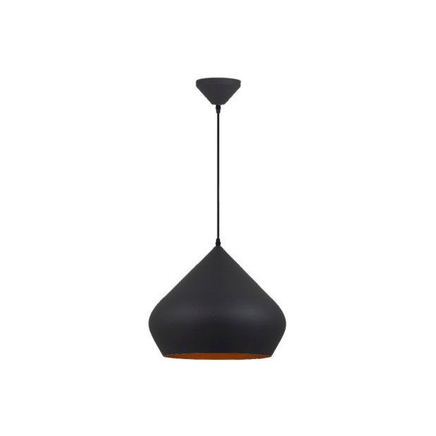 LAMPARA TECHO COLGANTE E27 60W NEGRO-ORO 35x35x184CM
