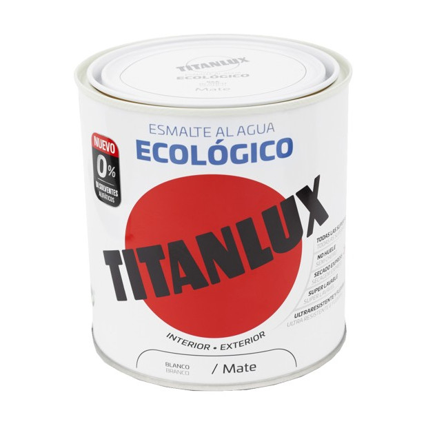 TITANLUX ESMALTE AL AGUA MATE BLANCO 250ML