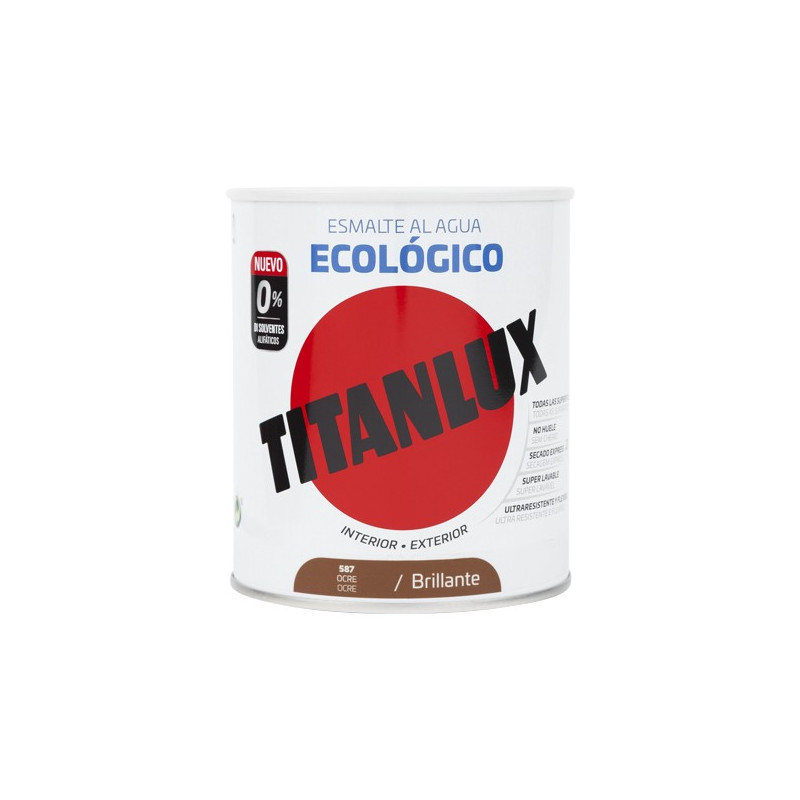 TITANLUX ESMALTE AL AGUA BRILLANTE OCRE 750ML